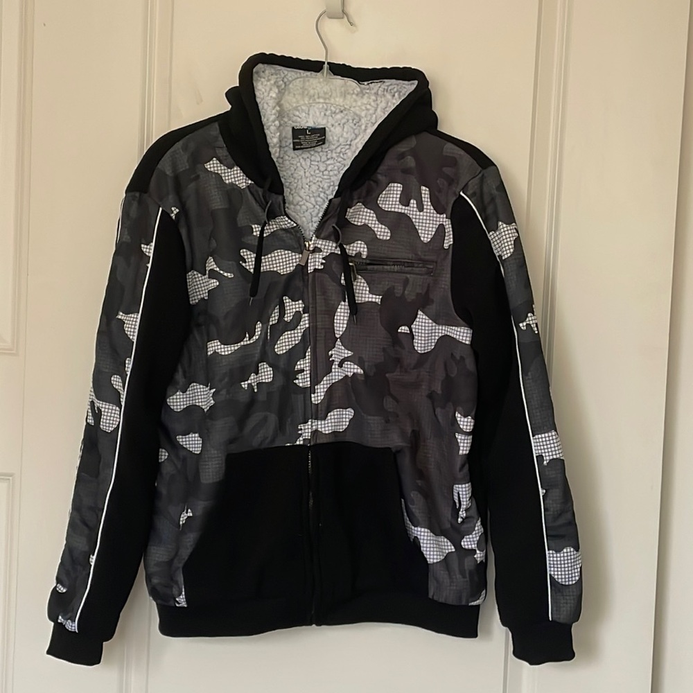 Blue Gear Black Digital Camo Sherpa Lined Hoodie Large